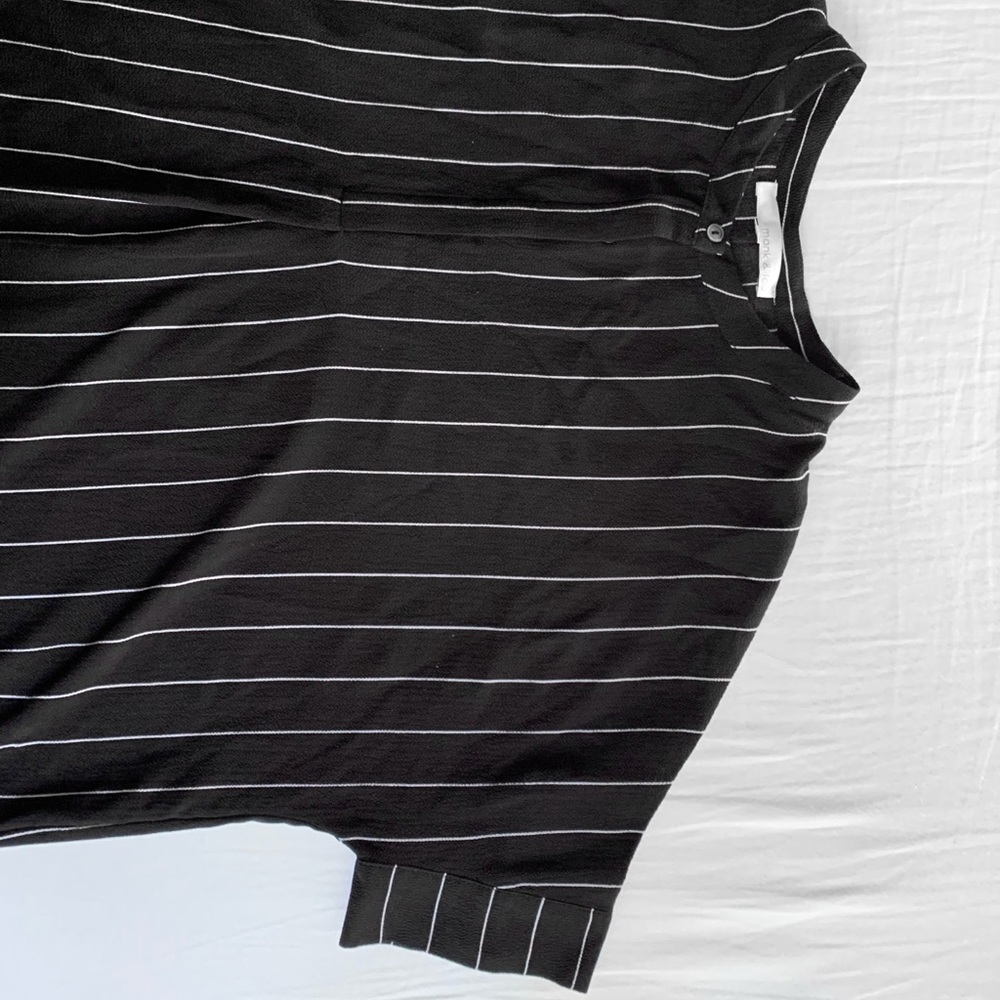 Navy blouse with white stripes
